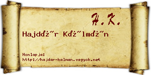 Hajdár Kálmán névjegykártya