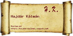 Hajdár Kálmán névjegykártya